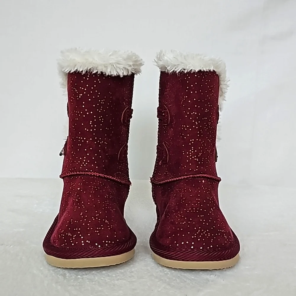 OLD NAVY | Burgundy Wine Sparkle Toggle Baby Winter Boots - Picture 1 of 6